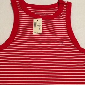 Aeropostale Red and White Striped Tank Top